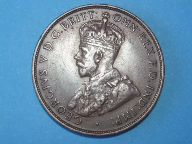 Australia 1 Penny coin, 1935 bronze. King George V.