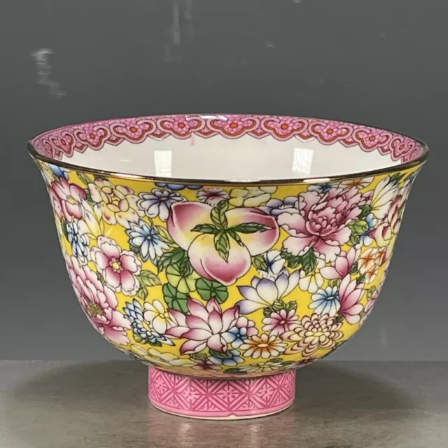 Chinese Qing Dynasty Qianlong year Porcelain Bowl Hand-Painted peach peony /002