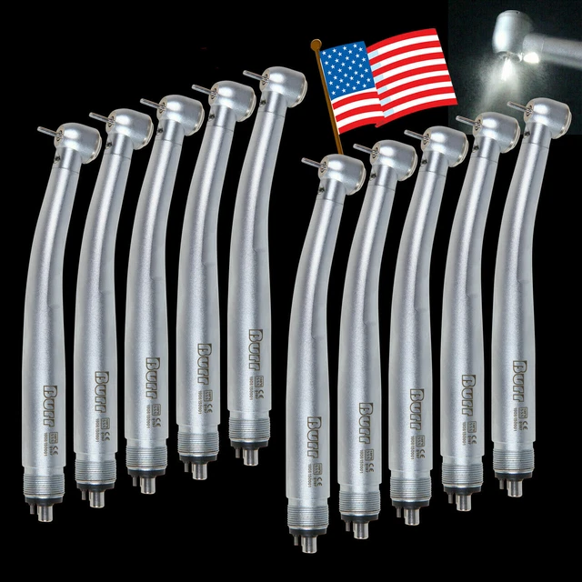 1-10*E-generator Dental LED Fiber Optic High Speed Handpiece 3 Spray 4 hole Push