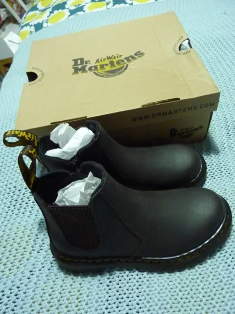 BNIB DR MARTENS UK 12 Junior Girls brown wildhorse lamper Chelsea boots 2976