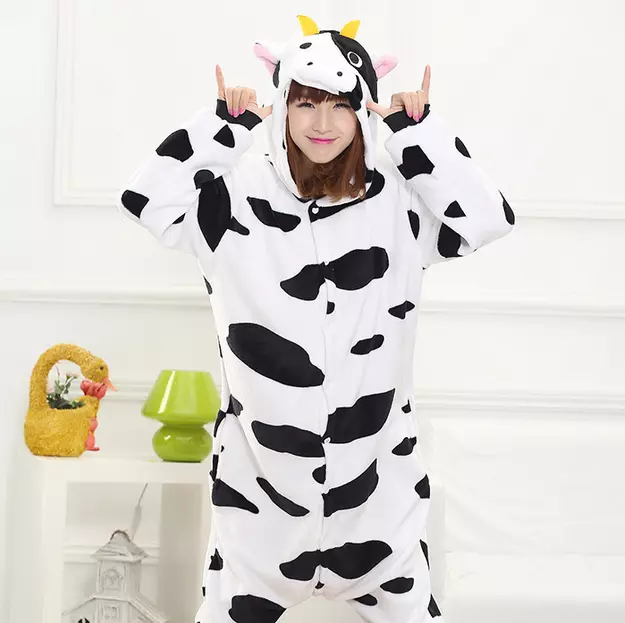 Hot Animal Milk Cow Kigurumi Fancy Adult Kids Dress Cosplay Costume Pajamas I1