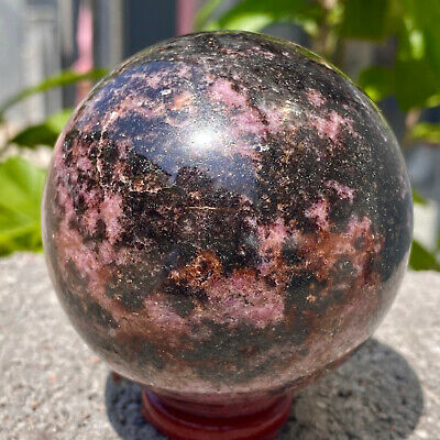 1.17LB Natural Peach Blossom Stone Jade Ball Onl Crystal egg Healing. DS14 3