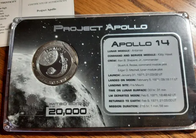 Medaille- Projekt Apollo 14 - Originalausgabe American Mint - 20 000 Limitierung