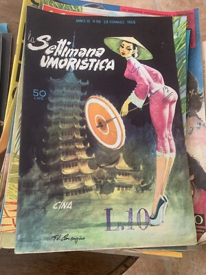 LA SETTIMANA UMORISTICA N°2 1954 BERTOLETTI TAVOLA FUORI TESTO CARCUPINO 