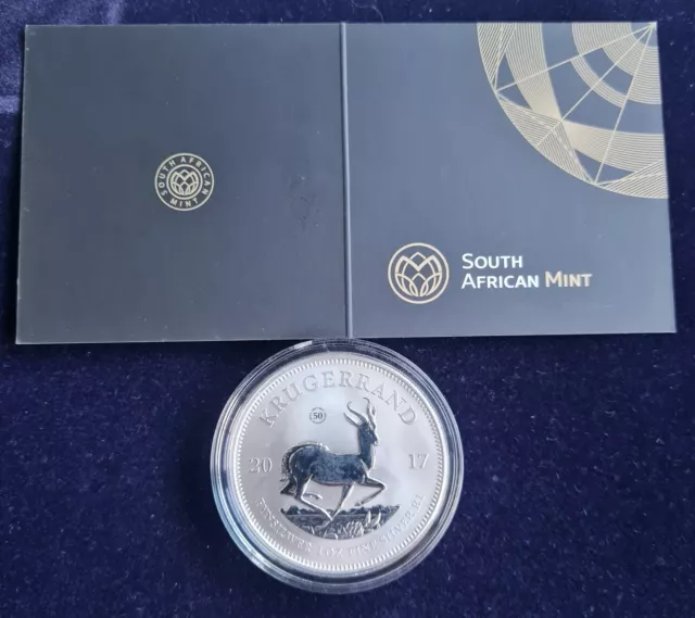 2017 Südafrika 50. Jahrestag Krügerrand Premium Silber 1oz Münze mit Zertifikat 2