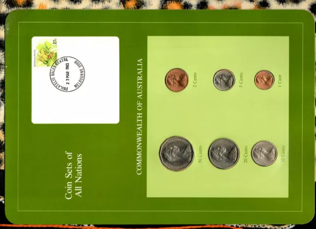 Coin Sets of All Nations Australia 20,10,5,1 cent 1983 UNC 50,2 cent 1982