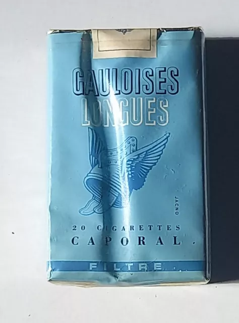 Ancien paquet cigarettes vintage GAULOISES LONGUES caporal plein sous blister