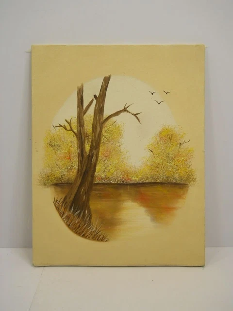 Autumn Fall River Bank 11x14 Canvas Oil Painting