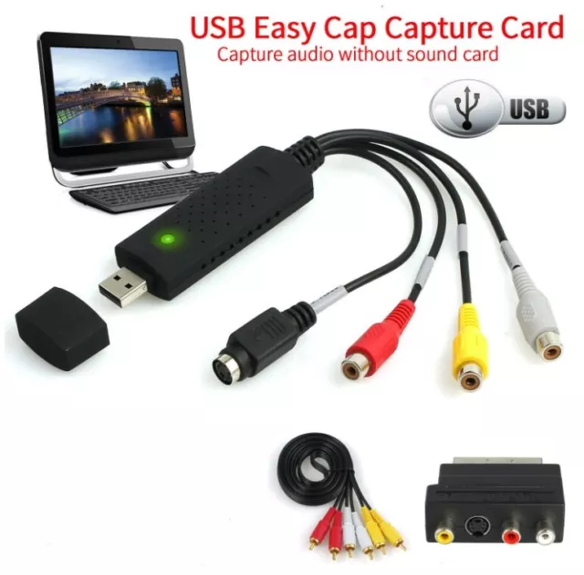 VHS TV to DVD USB 2.0 Video Audio  Converter  Capture Card Scart Adapter