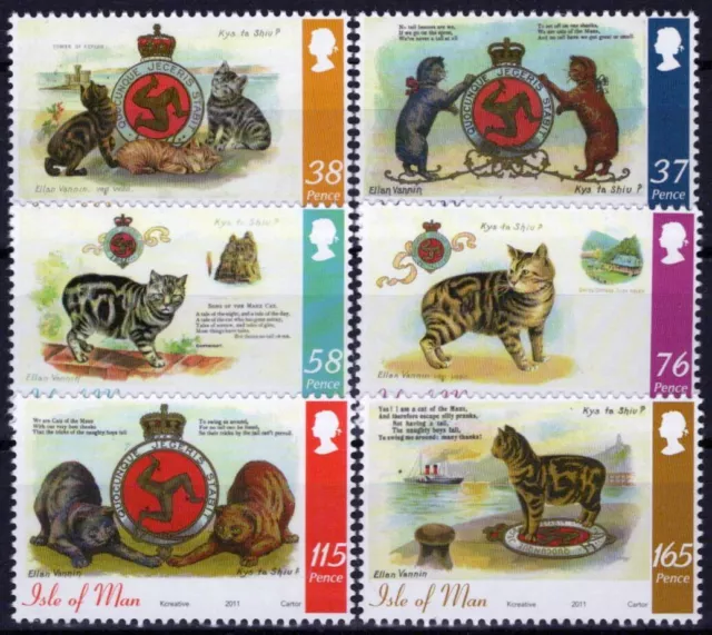 ZAYIX Isle of Man 1442-1447 MNH Post Cards Manx Cats Pets 073123SM16M