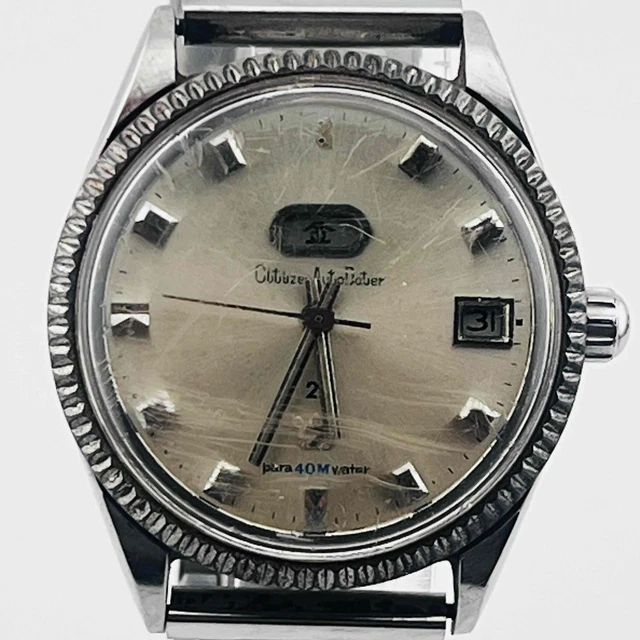 Montre Automatique Citizen Des Années 70 - Jour-date, Cadran Noir, Occasion Fonctionnelle