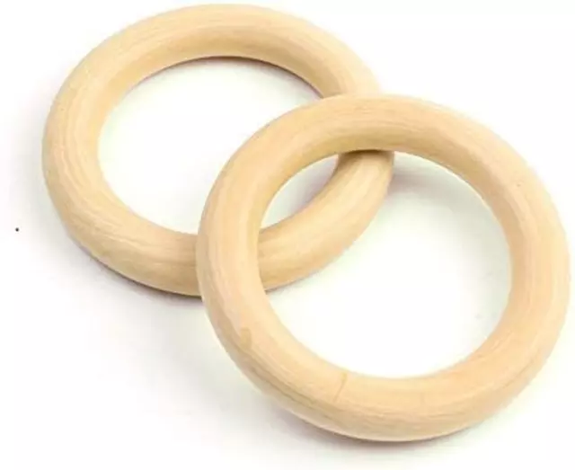5 PIEZAS Anillos de madera natural sin terminar de 3,7"" Conectores colgantes circulares de madera para hágalo usted mismo P