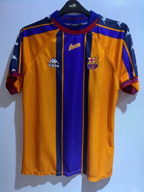 FC Barcelona 1997-98 RARE Away Retro Football Shirt Sz Medium Kappa FCB Ronaldo