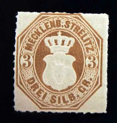 1864 Mecklenburg Strelitz; 3 Sgr. braunocker, postfrisches Luxusstück, MiNr. 6