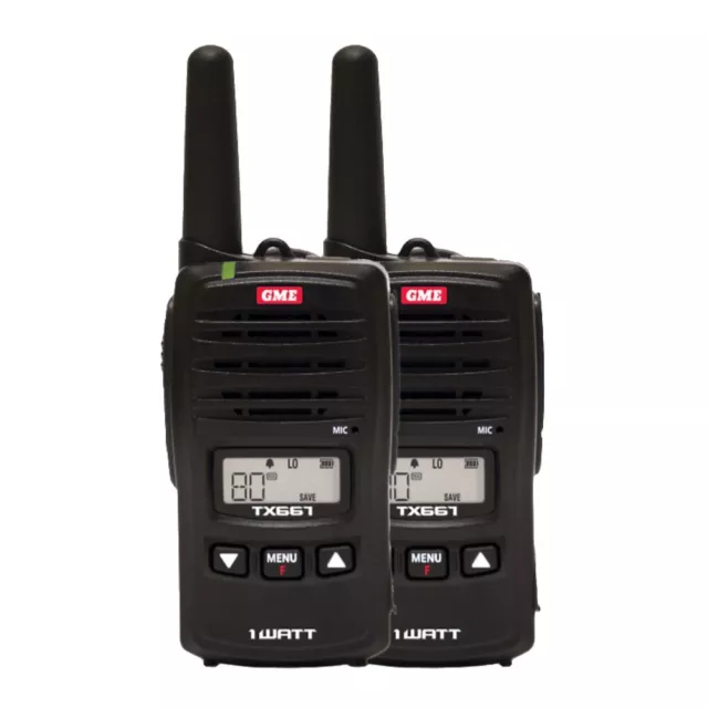 NEW GME TX667 1 Watt UHF CB Handheld Radio Twin Pack By Anaconda