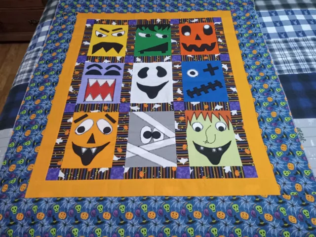 Aplique de edredón de pared para bebé Halloween Monster Faces 39,25 X 45