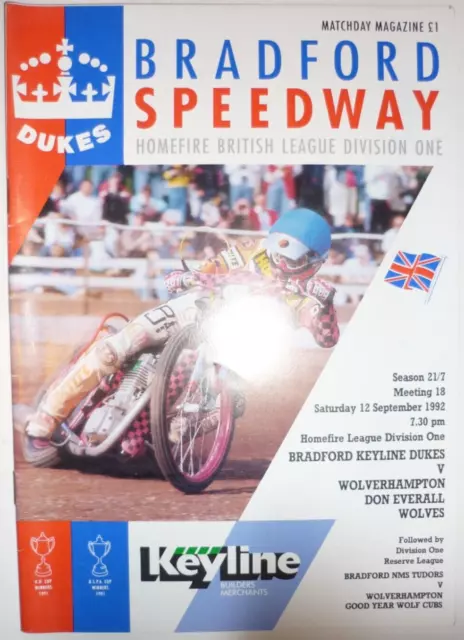 Bradford Dukes v Wolverhampton 12th Sept 1992 League Division One Match @ Odsal