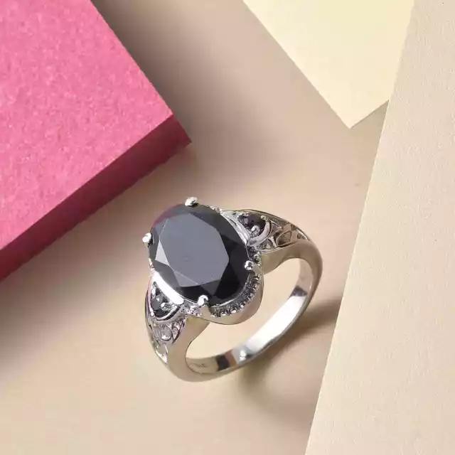 Anillo de espinela negro turmalina talla 10 joyería regalo 2