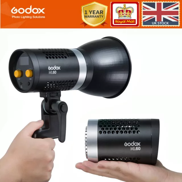 Godox ML60 60Ws Portable Outdoor Handheld LED Video Light Silent Mode+ Remote UK