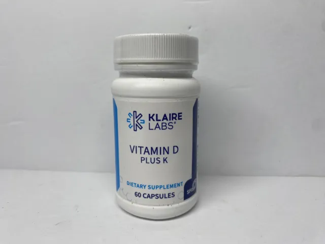 Klaire Labs Vitamin D Plus K • 60 Dietary Supplement Capsules