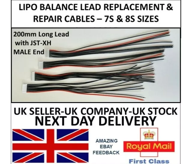 Lipo Battery Balance Repair Replacement Lead Cable 20cm JST-XH MALE 7S 8S Cells