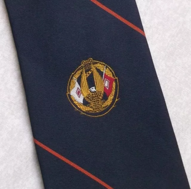 Tie Necktie Mens Vintage Crested Club Association Society NAVY