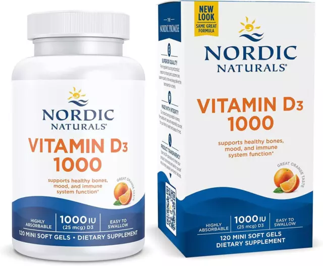 Nordic Naturals Vitamin D3 1000iu 120 Mini Softgels (orange) Knochen Immunsystem