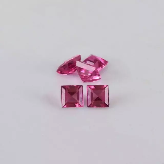 AAA Natürlich Rosa Turmalin 2mm Quadrat Form Facettiert Cut Lose Edelstein 100