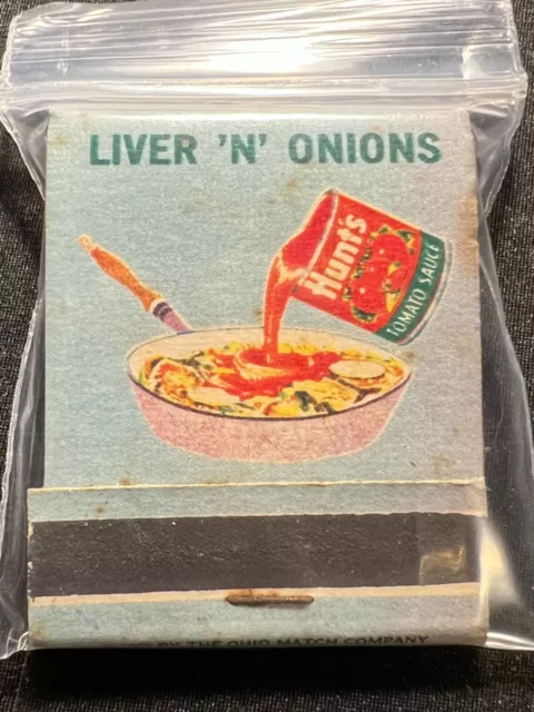 Vintage Matchbook - Hunts Tomato Sauce - Liver 'N' Onions Recipe - Unstruck!