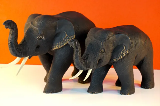 Holz Elefant geschnitzt Teak Massivholz Elefanten Figur aus Thailand Schnitzerei