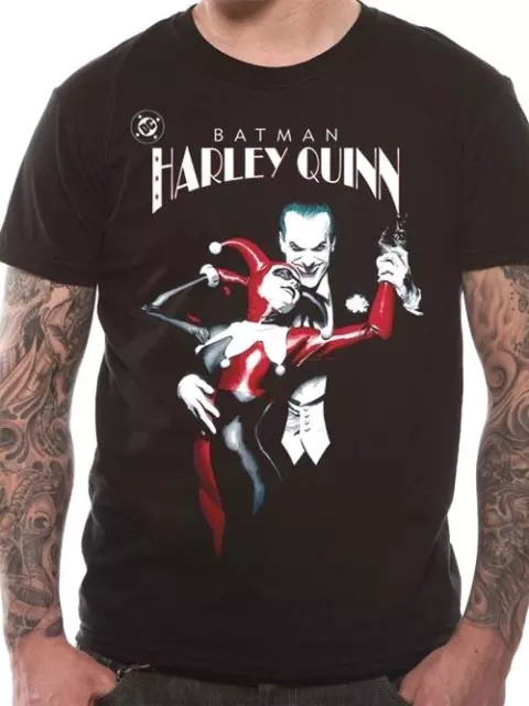 T-Shirt Batman Harley Quinn Joker Originale Maglietta Tshirt Nera Dc Comics