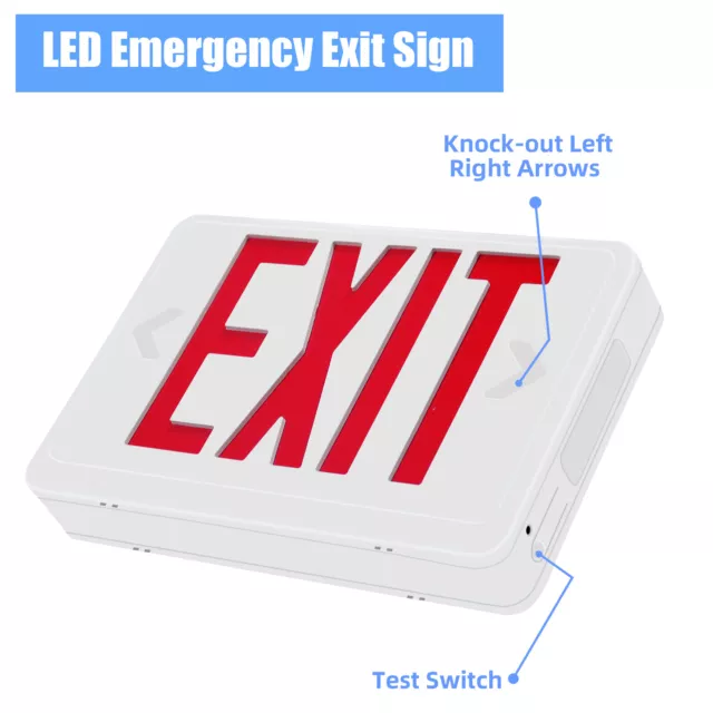 Commercial LED Emergency Exit Light Sign w/Battery Backup Double Face Side UL 3