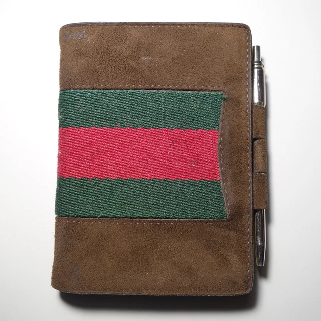 Vintage 1974 Gucci Leather Suede Mini Agenda Made In Italy With Ballpoint Pen