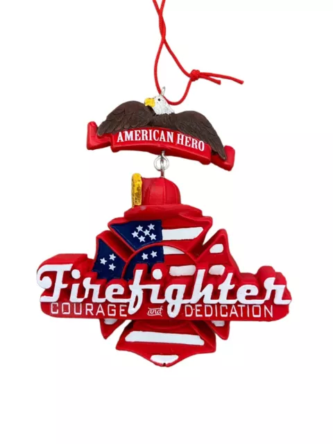 Kurt Adler  Firefighter American Hero Sign Christmas Ornament  NWT