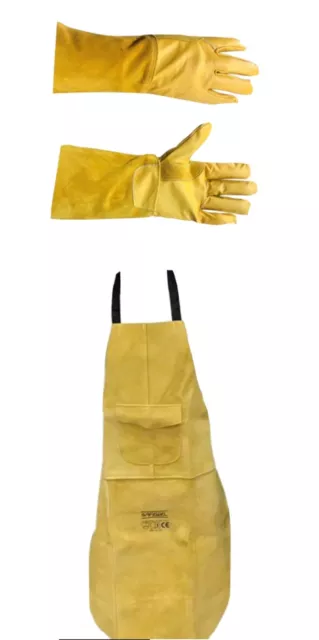 Premium Gold Leather Welders / Welding / Carpenters / Gardeners Apron + GLOVES