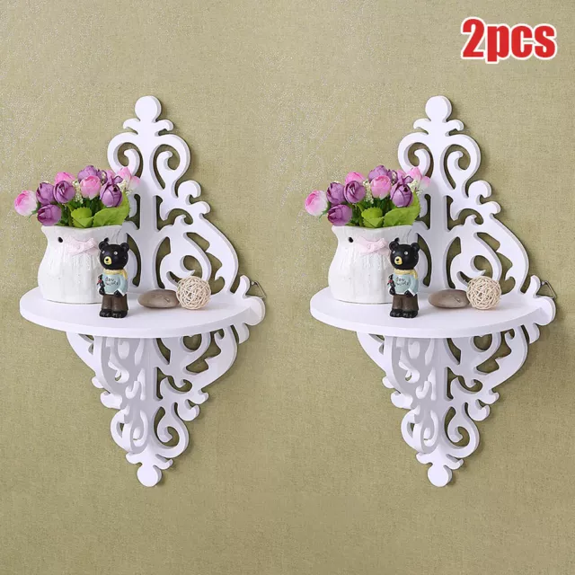 2Pcs Corner Shelf Floating Wall Shelves Storage Display Books Home Decor