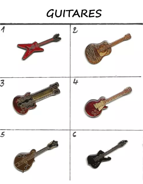 Lot 6 Superbes Pin's GUITARES - Instrument de musique -