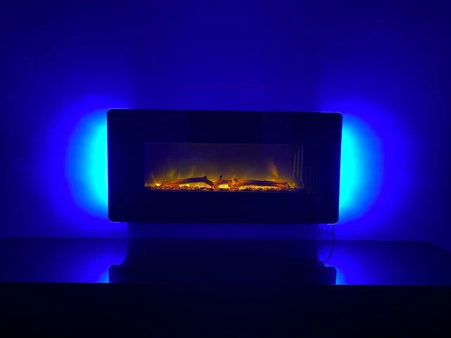 MUSKOKA MHC35BL GLASS Front Wall or Floor Mount Electric Fireplace Heater  £85.00 - PicClick UK