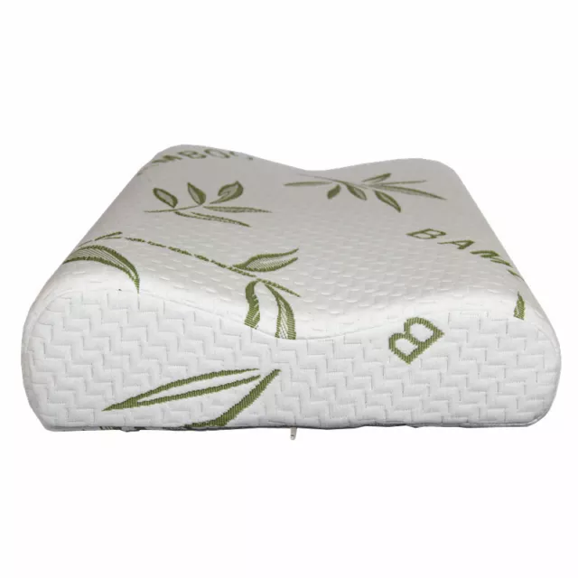 Luxury Bamboo Pillow Memory Foam Fabric Cover Contour Shape 60*40*12cm