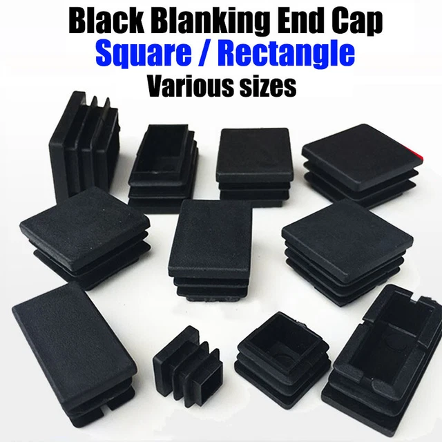 Square / Rectangle Plastic Black Blanking End Cap Tube Pipe Insert Plug Bung