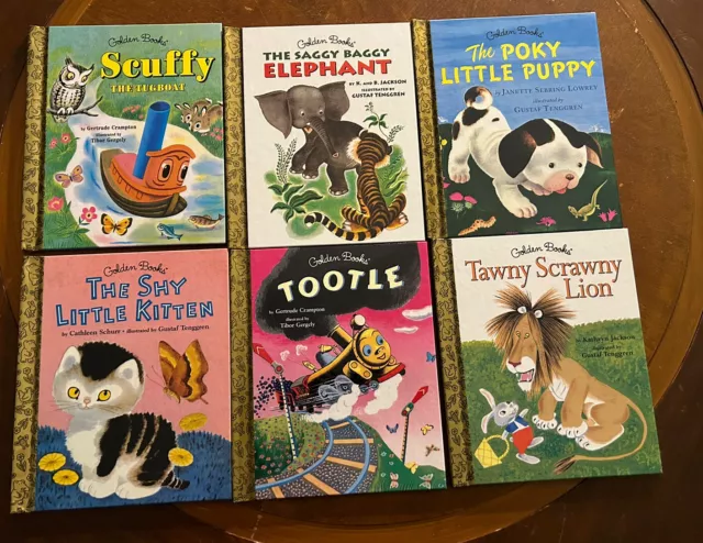 6 GOLDEN BOOKS: Tootle, Tawny Scrawny Lion, The Shy Little Kitten, Poky ...