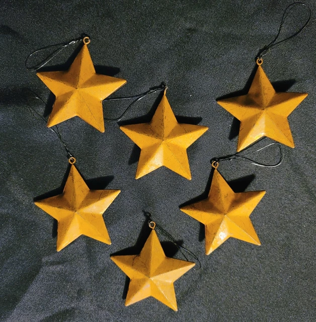 Lot Of 6 Rusty Primitive Tin Christmas Star Ornaments