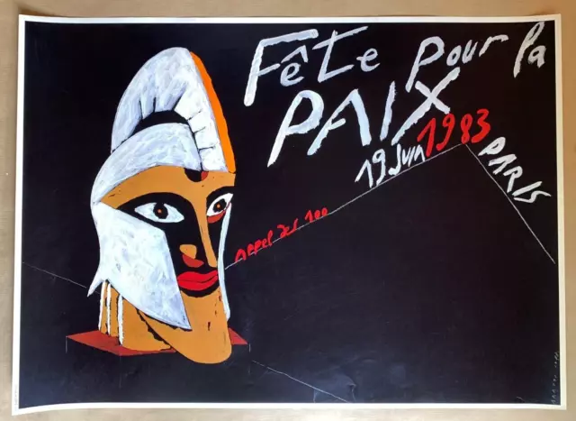 Eduardo Arroyo Fete Pour la Paix Offset Lithograph Paris 1983
