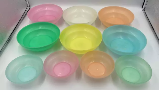 10 Vintage Tupperware Wonderlier Bowls - Cereal/Salad #155 & Fruit/Berry #154