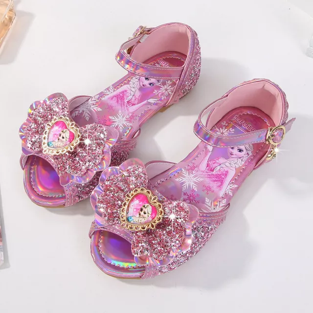 New Girls Frozen2 Princess Kids fashion lovely pink Shoes Glitter Children heels