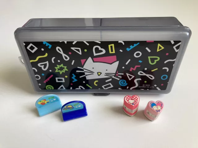 Vintage Sanrio Lot - Stamps & Pencil Case - Hello Kitty Little Twin Stars 1990 Vintage Sanrio Lot - Stamps & Pencil Case - Hello Kitty Little Twin Stars 1990