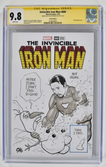 Invincible Iron Man #600 FRANK CHO SKETCH COVER CGC 9.8 SS Frozen Olaf