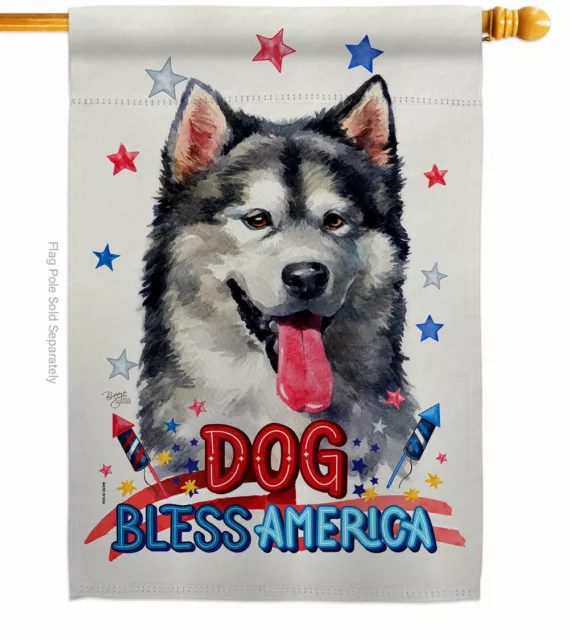 Patriotic Alaskan Malamute Garden Flag Animals Dog Decorative Gift Yard Banner 3