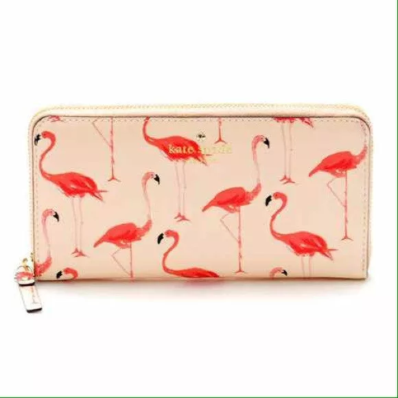 Kate Spade New York Pink Flamingo Lacey Zip Around Wallet  ~ 8 Inches -