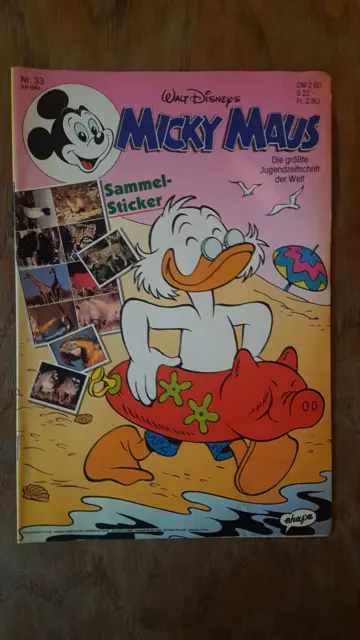 Micky Maus Comic Heft Nr.  33 1990 mit Beilage Sammel-Sticker